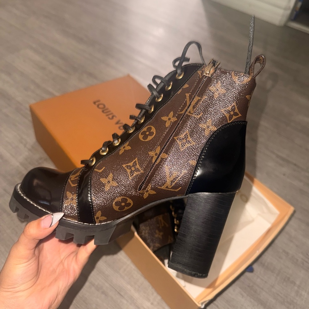 Louis Vuitton Brown and Black Heeled Boots